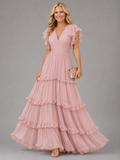Zoe | Light Pink Elegant Wedding Maxi Dress