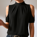HATTIE | BLACK PLEATED TOP WITH SPLIT SLEEVES