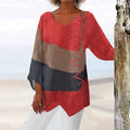 Norah | Color Block Asymmetric V-Neck Tunic