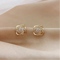 Golden Floral Spiral Crystal Earrings