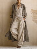 Donatella · Three-Piece Casual Set: Long Cardigan, Sleeveless Top, and Bohemian-Style Pants