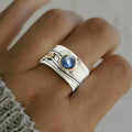 Blue Sapphire Silver-Plated Vintage Ring