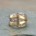 Vintage Wavy Gold Zirconia Ring