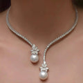 Elegant Sparkling Sterling Silver Pearl Necklace
