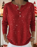 Long Sleeve Round Neck Sweater with Buttons