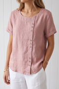 Sylvie | Button Detail Linen Blouse