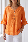 Cordelia | Ruffle Sleeve Linen Top