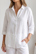 Adeline | Three Quarter Sleeve Linen Shirt