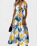 Liora | Watercolour Floral Puff-Sleeve Maxi Dress