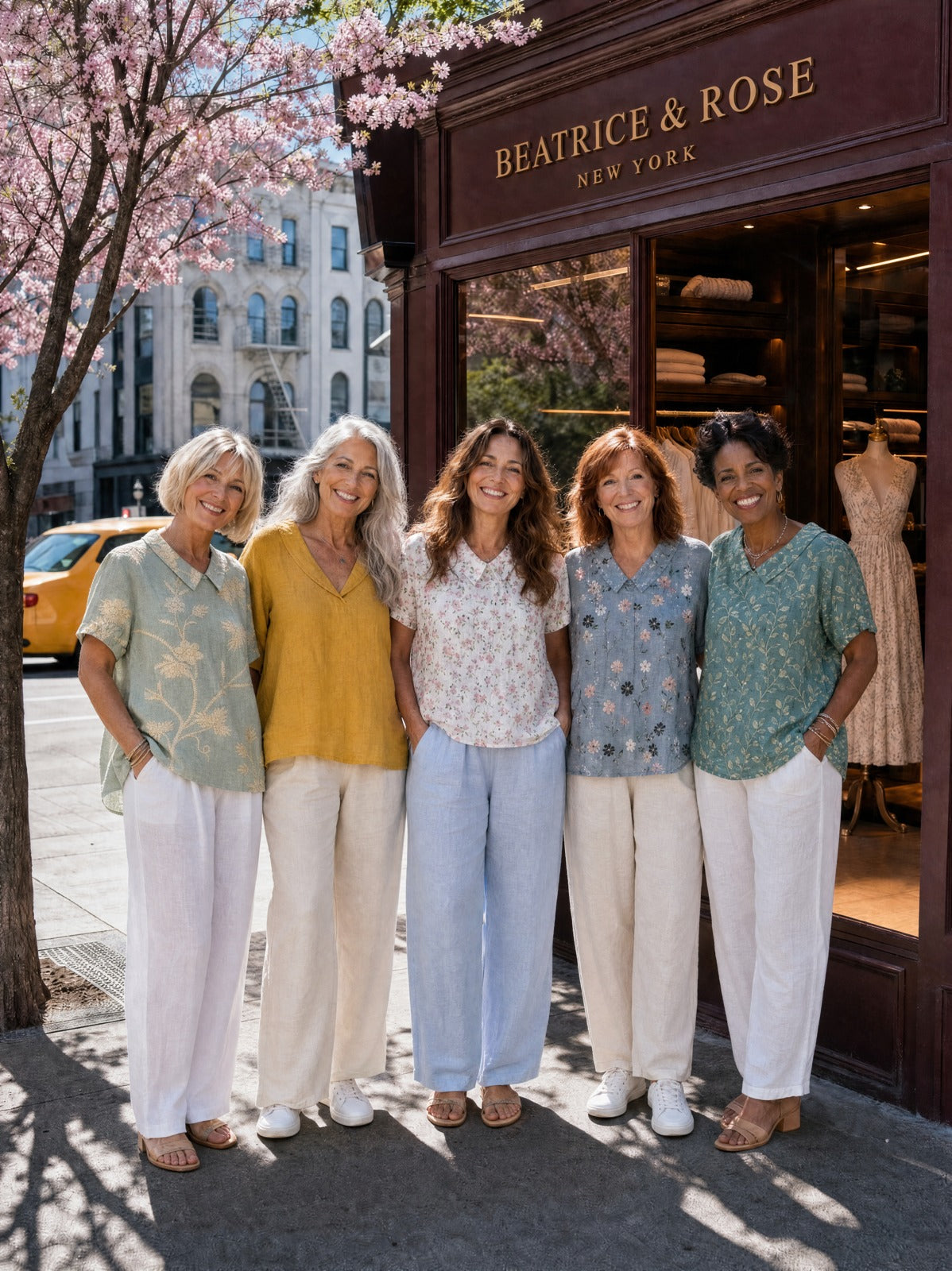 Beatrice and Rose, outside their New York boutique