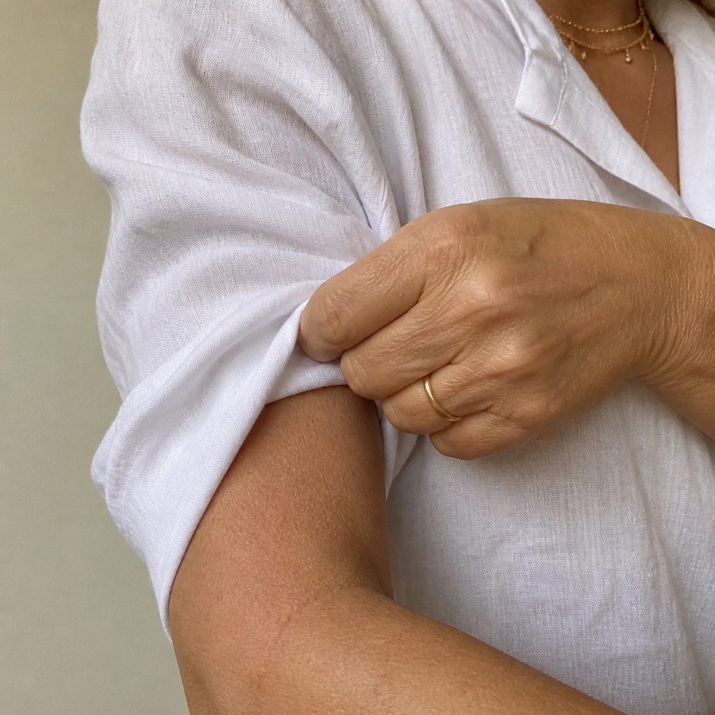 The softly rolled sleeve