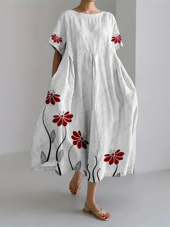 The Matilda dress with a hand resting in the deep side pocket