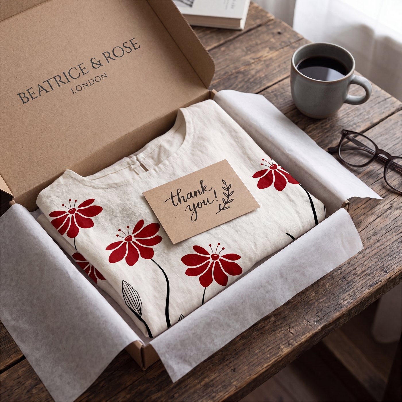 The Matilda arriving in a kraft-paper parcel with a handwritten note